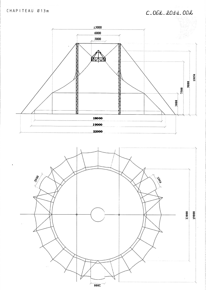 plan de coupe du chapiteau de cirque